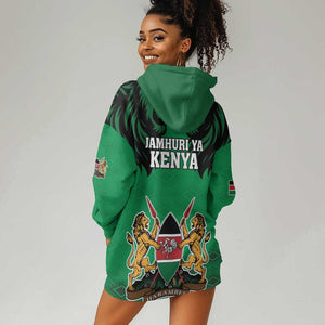 Afro Kenya National Heroes Day Hoodie Dress Mashujaa With Lion Head And Coat Of Arms