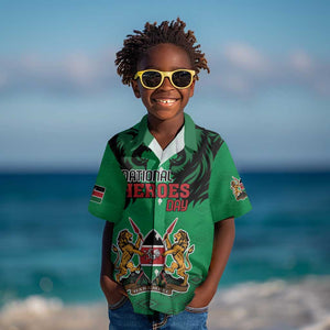 Afro Kenya National Heroes Day Kid Hawaiian Shirt Mashujaa With Lion Head And Coat Of Arms