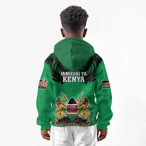 Afro Kenya National Heroes Day Kid Hoodie Mashujaa With Lion Head And Coat Of Arms