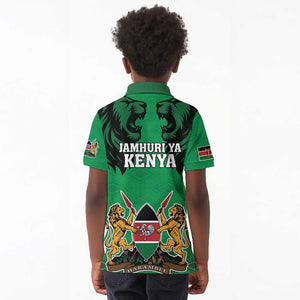 Afro Kenya National Heroes Day Kid Polo Shirt Mashujaa With Lion Head And Coat Of Arms