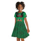 Afro Kenya National Heroes Day Kid Short Sleeve Dress Mashujaa With Lion Head And Coat Of Arms
