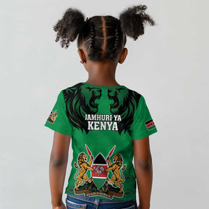 Afro Kenya National Heroes Day Kid T shirt Mashujaa With Lion Head And Coat Of Arms