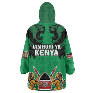 Afro Kenya National Heroes Day KId Wearable Blanket Hoodie Mashujaa With Lion Head And Coat Of Arms