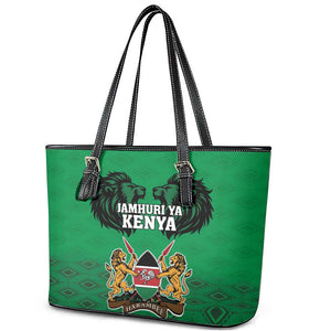 Afro Kenya National Heroes Day Leather Tote Bag Mashujaa With Lion Head And Coat Of Arms