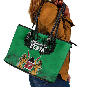 Afro Kenya National Heroes Day Leather Tote Bag Mashujaa With Lion Head And Coat Of Arms