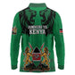 Afro Kenya National Heroes Day Long Sleeve Polo Shirt Mashujaa With Lion Head And Coat Of Arms