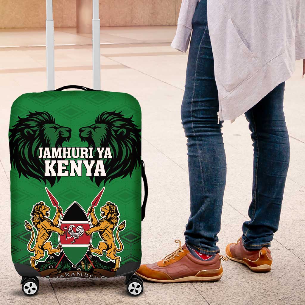 Afro Kenya National Heroes Day Luggage Cover Mashujaa With Lion Head And Coat Of Arms