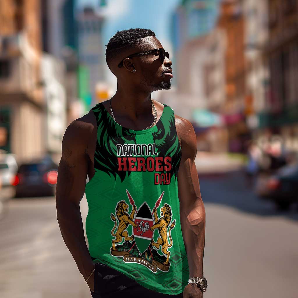 Afro Kenya National Heroes Day Men Tank Top Mashujaa With Lion Head And Coat Of Arms