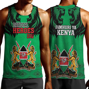 Afro Kenya National Heroes Day Men Tank Top Mashujaa With Lion Head And Coat Of Arms