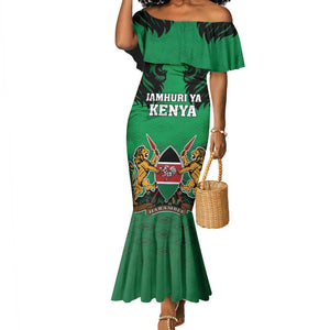 Afro Kenya National Heroes Day Mermaid Dress Mashujaa With Lion Head And Coat Of Arms