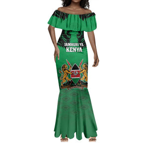 Afro Kenya National Heroes Day Mermaid Dress Mashujaa With Lion Head And Coat Of Arms