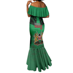 Afro Kenya National Heroes Day Mermaid Dress Mashujaa With Lion Head And Coat Of Arms