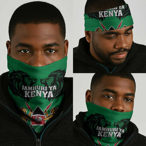 Afro Kenya National Heroes Day Neck Gaiter Mashujaa Lion Head And Coat Of Arms LT18