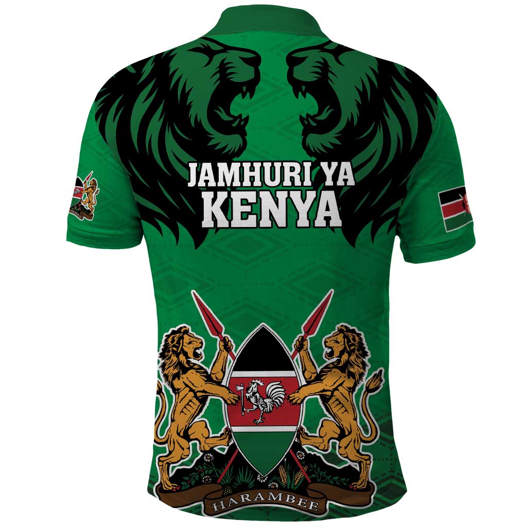 Afro Kenya National Heroes Day Polo Shirt Mashujaa With Lion Head And Coat Of Arms