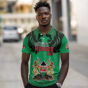 Afro Kenya National Heroes Day Polo Shirt Mashujaa With Lion Head And Coat Of Arms