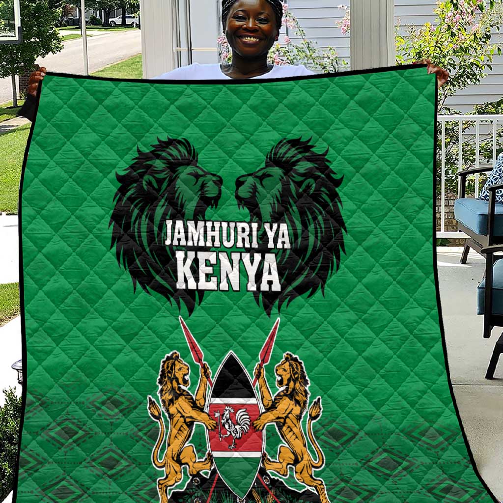 Afro Kenya National Heroes Day Quilt Mashujaa With Lion Head And Coat Of Arms