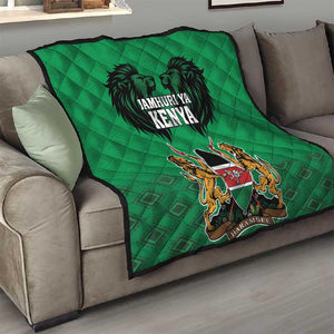 Afro Kenya National Heroes Day Quilt Mashujaa With Lion Head And Coat Of Arms