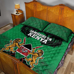 Afro Kenya National Heroes Day Quilt Bed Set Mashujaa With Lion Head And Coat Of Arms