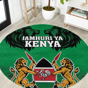 Afro Kenya National Heroes Day Round Carpet Mashujaa With Lion Head And Coat Of Arms