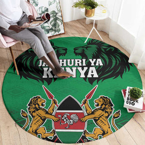 Afro Kenya National Heroes Day Round Carpet Mashujaa With Lion Head And Coat Of Arms