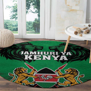 Afro Kenya National Heroes Day Round Carpet Mashujaa With Lion Head And Coat Of Arms