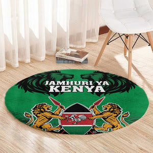 Afro Kenya National Heroes Day Round Carpet Mashujaa With Lion Head And Coat Of Arms