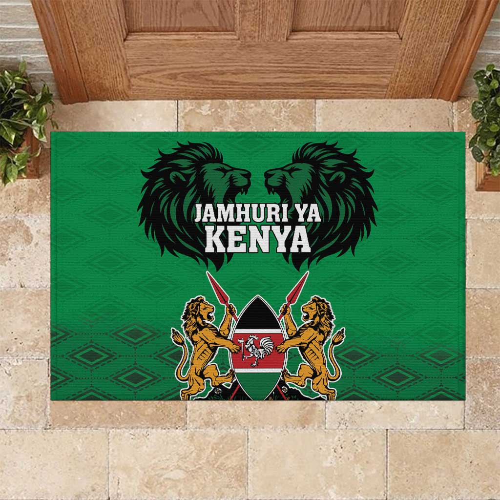 Afro Kenya National Heroes Day Rubber Doormat Mashujaa With Lion Head And Coat Of Arms