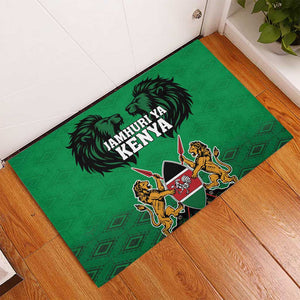 Afro Kenya National Heroes Day Rubber Doormat Mashujaa With Lion Head And Coat Of Arms