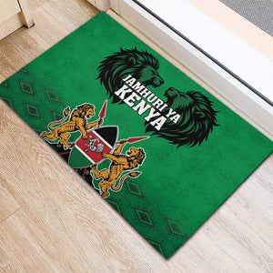 Afro Kenya National Heroes Day Rubber Doormat Mashujaa With Lion Head And Coat Of Arms