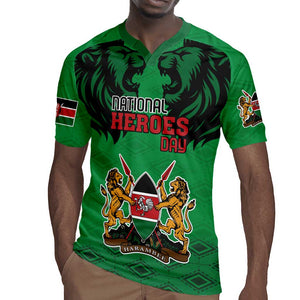 Afro Kenya National Heroes Day Rugby Jersey Mashujaa With Lion Head And Coat Of Arms