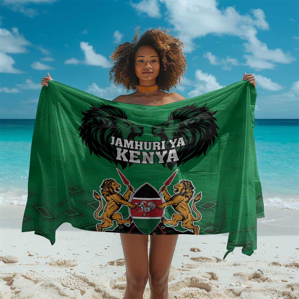 Afro Kenya National Heroes Day Sarong Mashujaa With Lion Head And Coat Of Arms