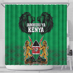 Afro Kenya National Heroes Day Shower Curtain Mashujaa With Lion Head And Coat Of Arms