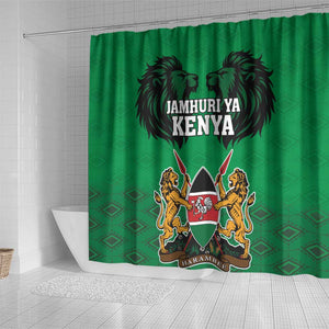 Afro Kenya National Heroes Day Shower Curtain Mashujaa With Lion Head And Coat Of Arms