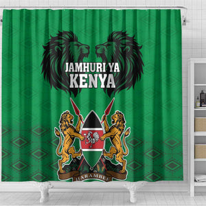 Afro Kenya National Heroes Day Shower Curtain Mashujaa With Lion Head And Coat Of Arms