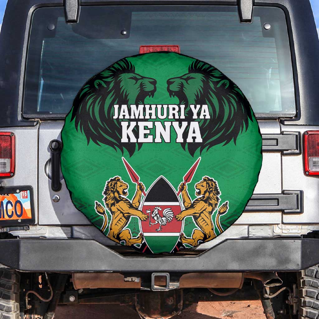 Afro Kenya National Heroes Day Spare Tire Cover Mashujaa With Lion Head And Coat Of Arms