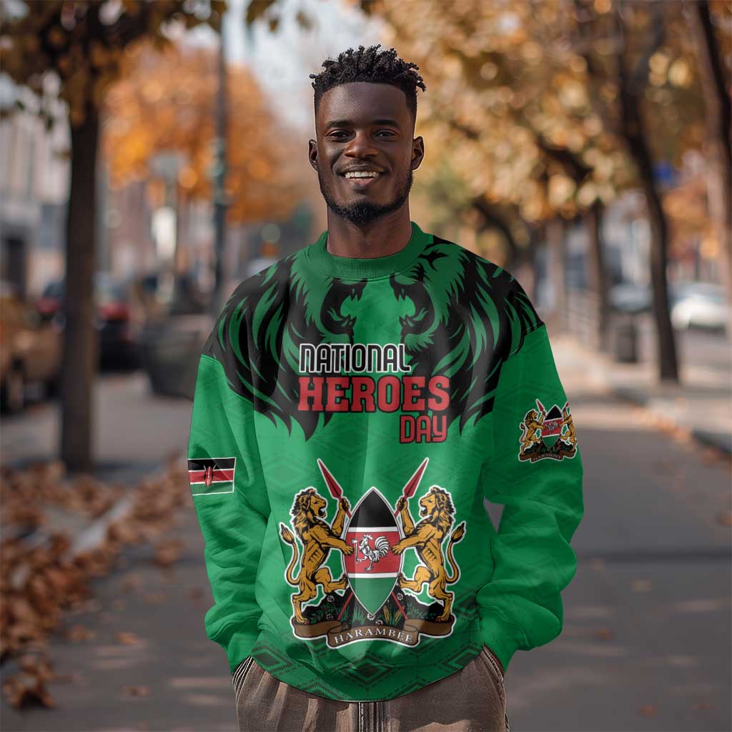 Afro Kenya National Heroes Day Sweatshirt Mashujaa With Lion Head And Coat Of Arms