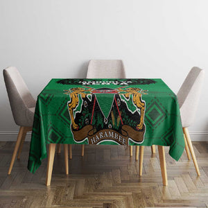 Afro Kenya National Heroes Day Tablecloth Mashujaa With Lion Head And Coat Of Arms