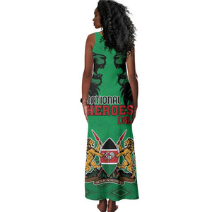 Afro Kenya National Heroes Day Tank Maxi Dress Mashujaa With Lion Head And Coat Of Arms