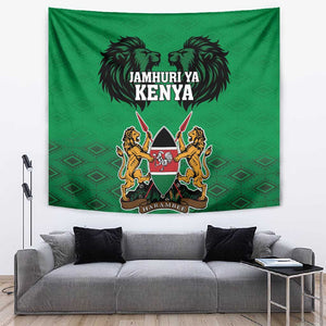 Afro Kenya National Heroes Day Tapestry Mashujaa With Lion Head And Coat Of Arms