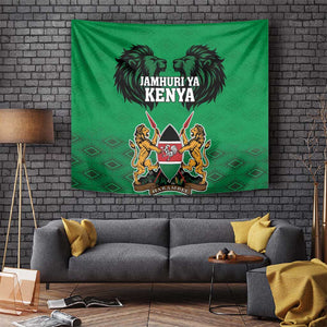 Afro Kenya National Heroes Day Tapestry Mashujaa With Lion Head And Coat Of Arms