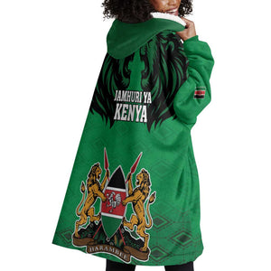 Afro Kenya National Heroes Day Wearable Blanket Hoodie Mashujaa With Lion Head And Coat Of Arms