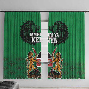 Afro Kenya National Heroes Day Window Curtain Mashujaa With Lion Head And Coat Of Arms