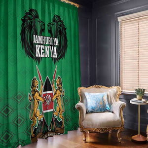 Afro Kenya National Heroes Day Window Curtain Mashujaa With Lion Head And Coat Of Arms