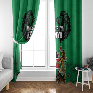 Afro Kenya National Heroes Day Window Curtain Mashujaa With Lion Head And Coat Of Arms