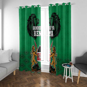 Afro Kenya National Heroes Day Window Curtain Mashujaa With Lion Head And Coat Of Arms