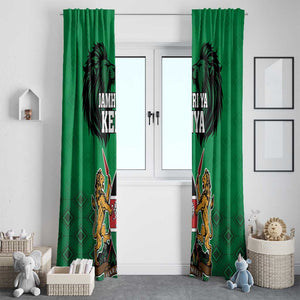 Afro Kenya National Heroes Day Window Curtain Mashujaa With Lion Head And Coat Of Arms