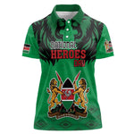 Afro Kenya National Heroes Day Women Polo Shirt Mashujaa With Lion Head And Coat Of Arms