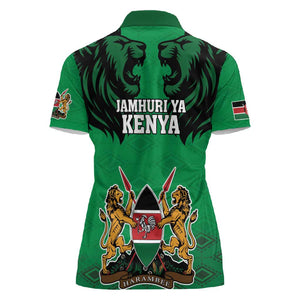 Afro Kenya National Heroes Day Women Polo Shirt Mashujaa With Lion Head And Coat Of Arms