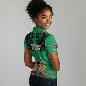 Afro Kenya National Heroes Day Women Polo Shirt Mashujaa With Lion Head And Coat Of Arms