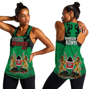 Afro Kenya National Heroes Day Women Racerback Tank Mashujaa With Lion Head And Coat Of Arms